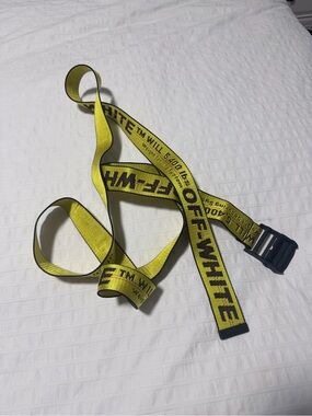 AUTHENTIC Off-White Yellow Industrial Web Belt with Black Logo